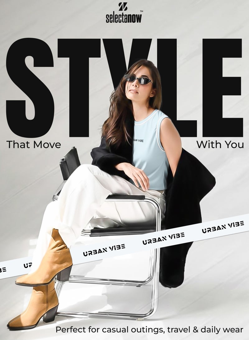 Selecta Now Ladies Sleeveless Cotton T-Shirt Sky Blue Breathable Contrast Piping Tank Top Soft Stretchable Women’s T Shirt - Image 4